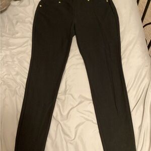 Michael Kors size 10 Black High-Waisted Pants with Gold Accents